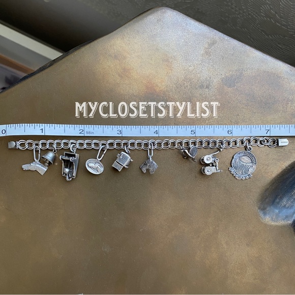 VINTAGE Charm Bracelet Kinetic Sterling Silver MOVING! dog show horse - Picture 6 of 10
